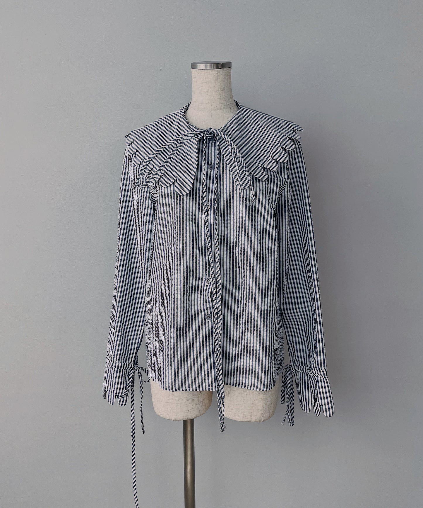 wave collar stripe shirt sew23a003
