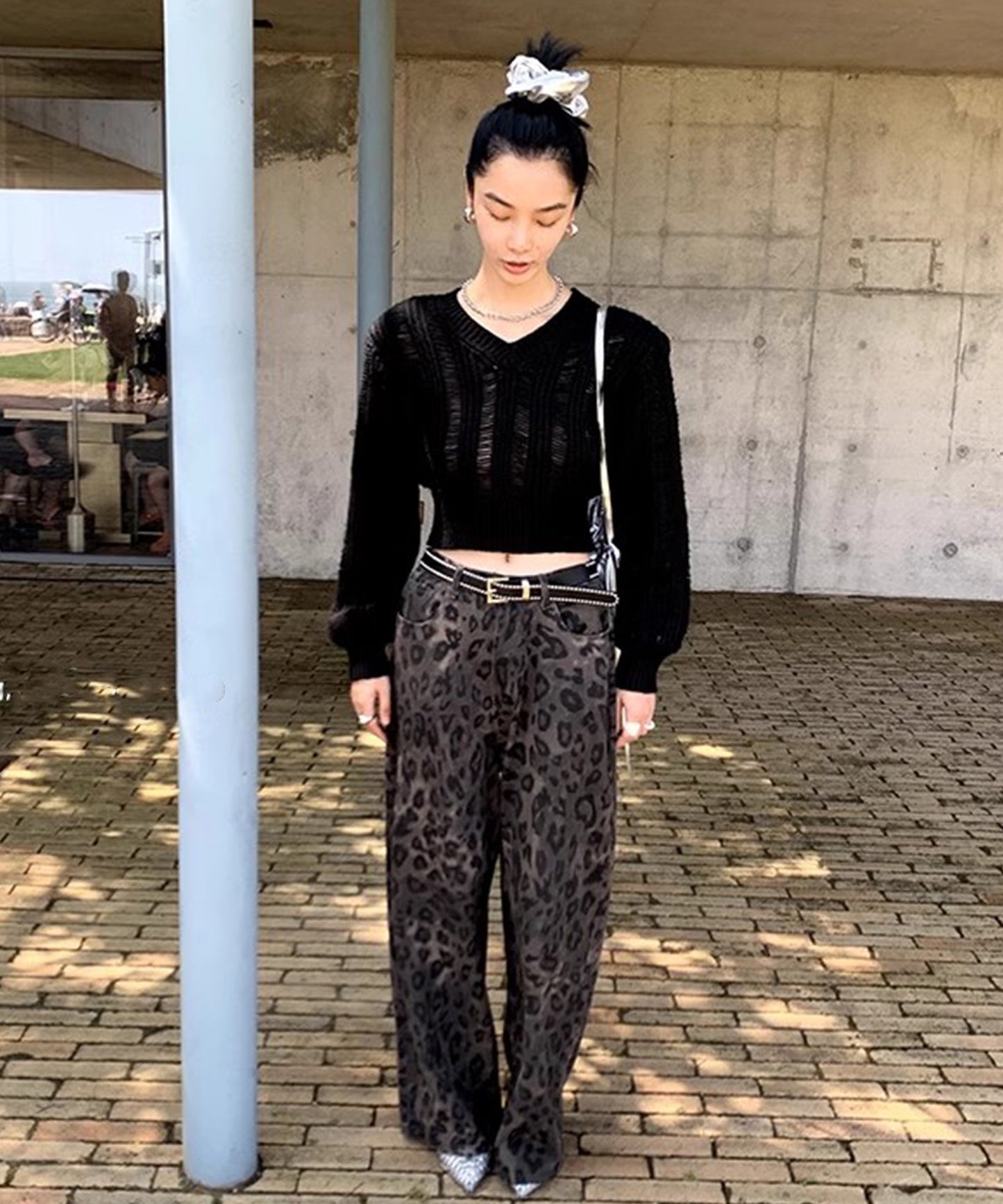 leopard wide straight pants sanwl24a028
