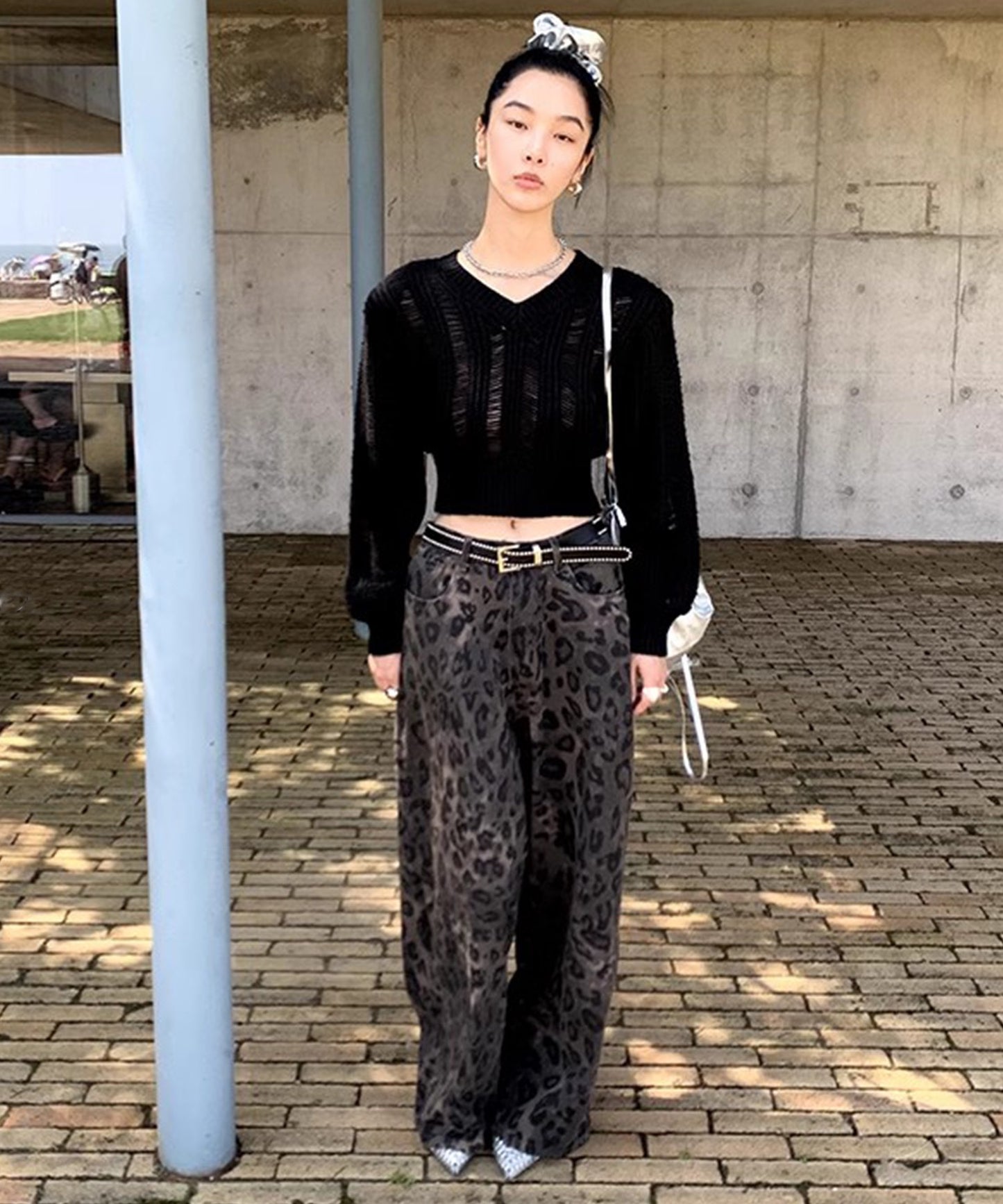 leopard wide straight pants sanwl24a028