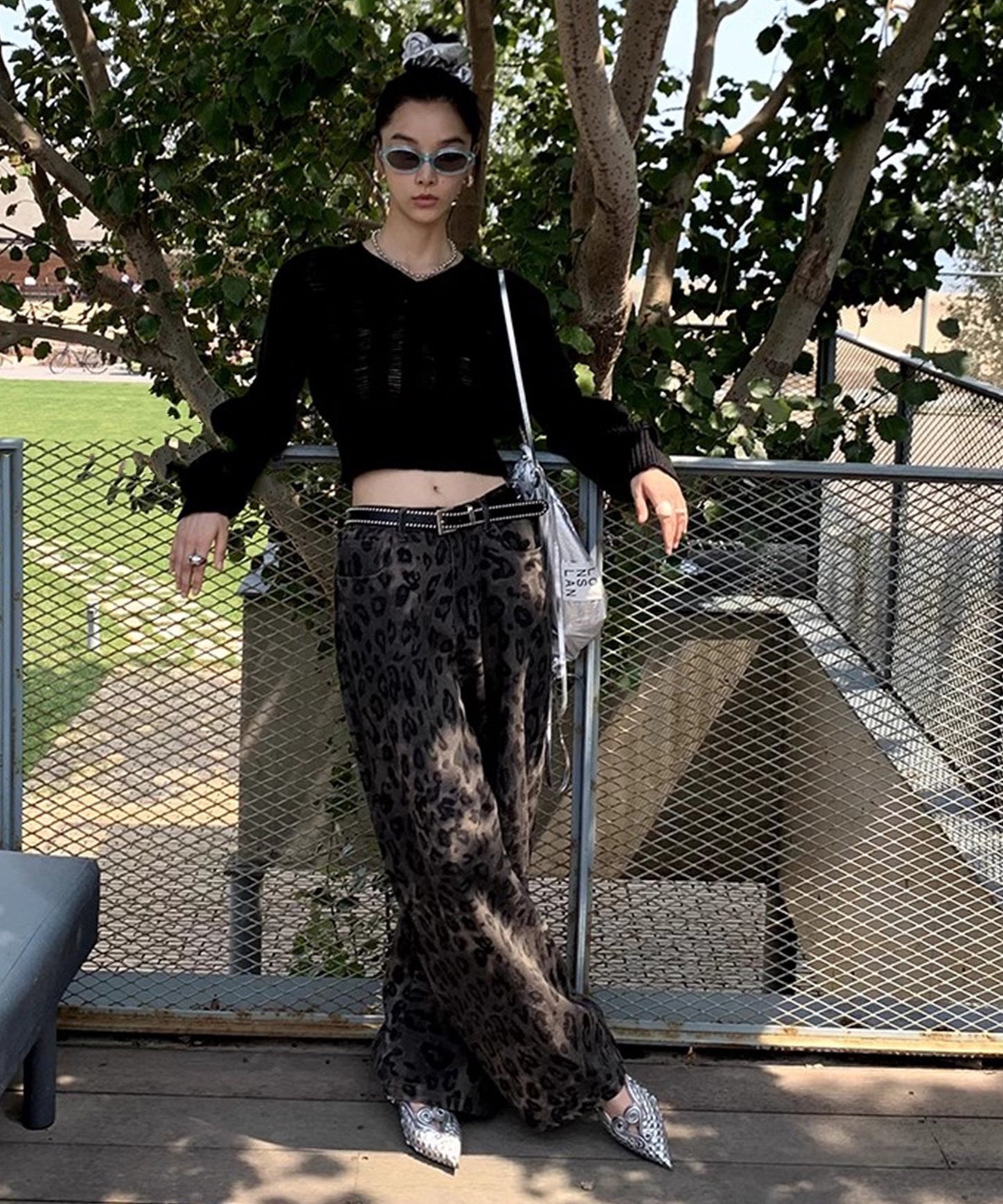 leopard wide straight pants sanwl24a028