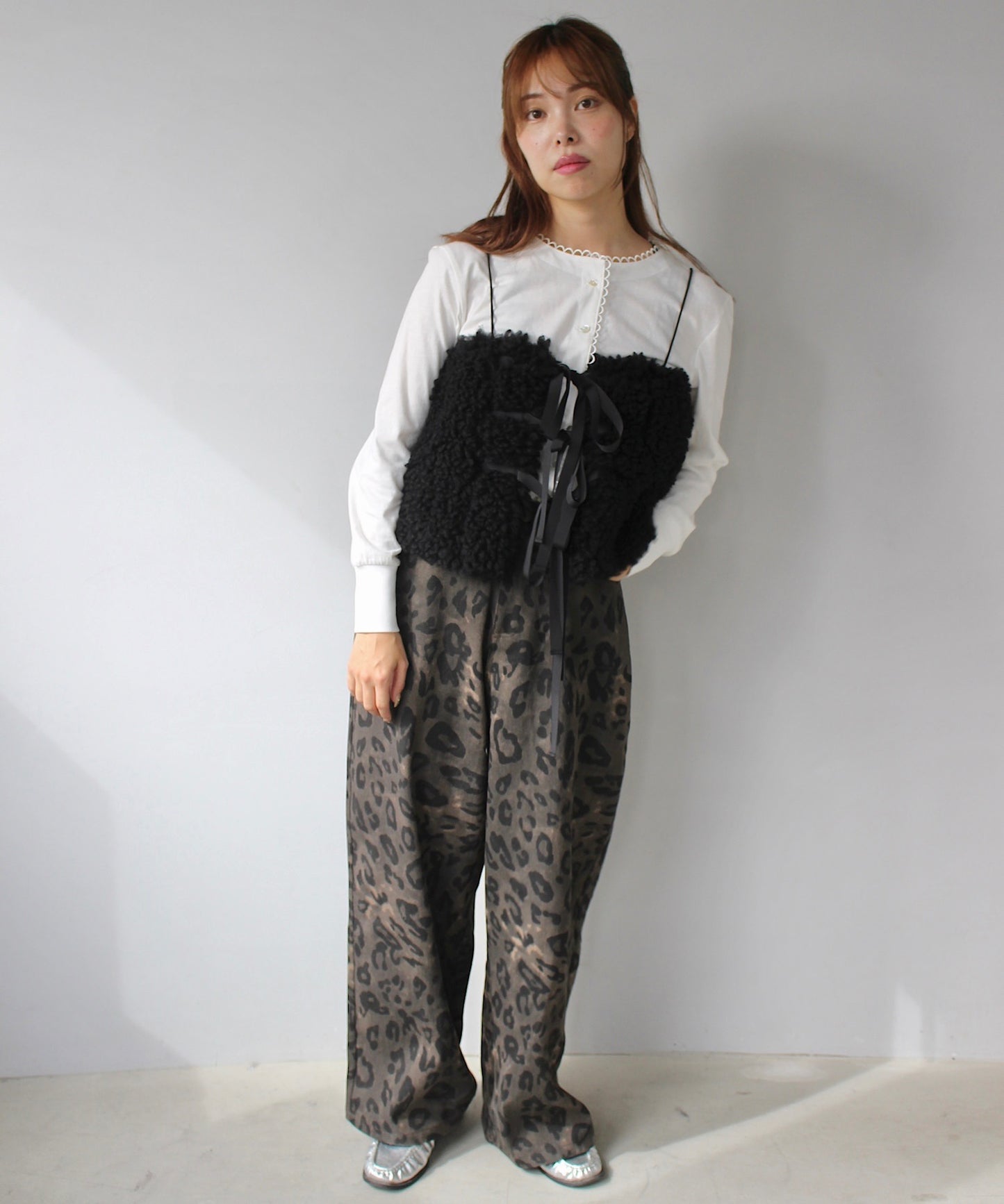 leopard wide straight pants sanwl24a028