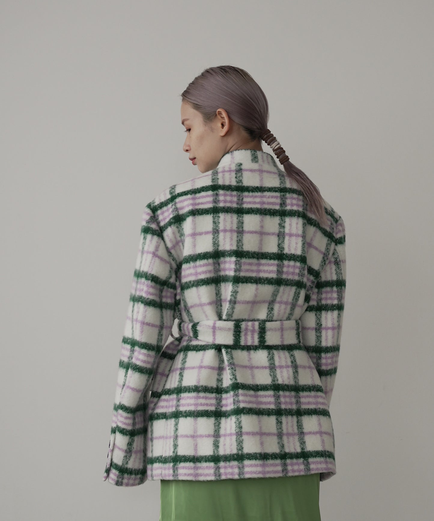 chinese check wool coat　sew23a024