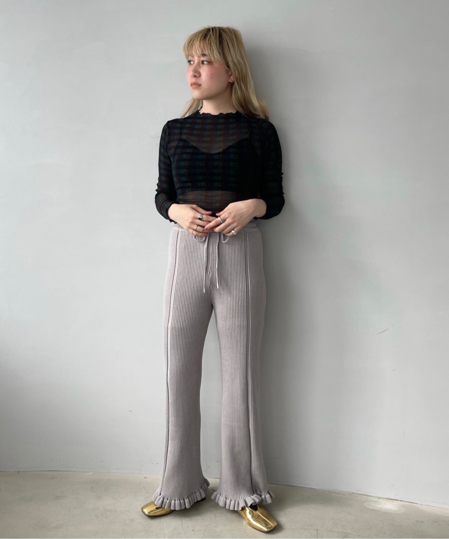 Së volume frill rib pants　sanw22a026