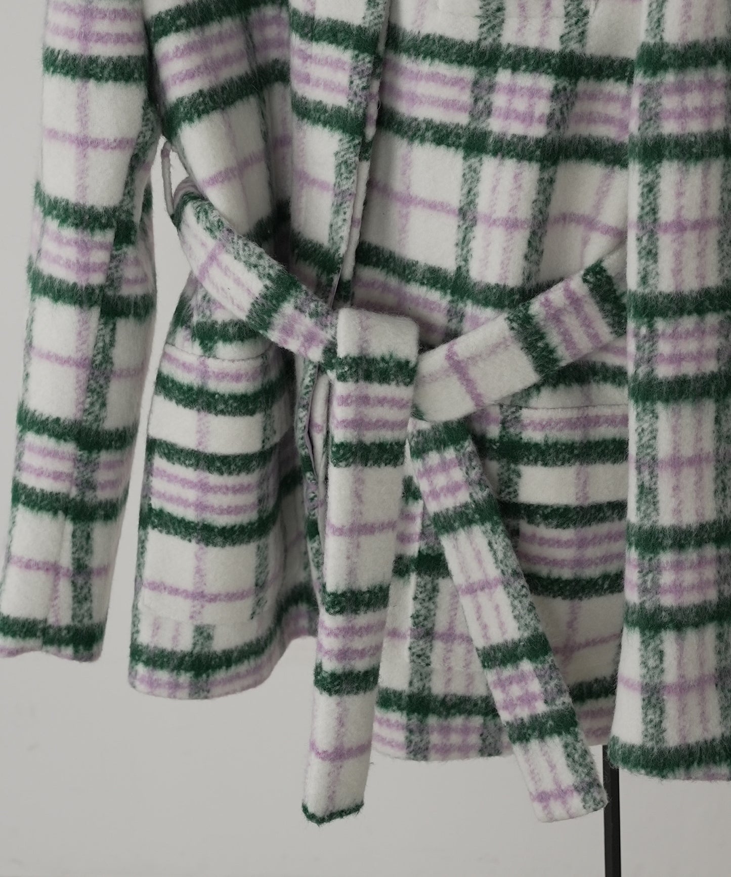 chinese check wool coat　sew23a024