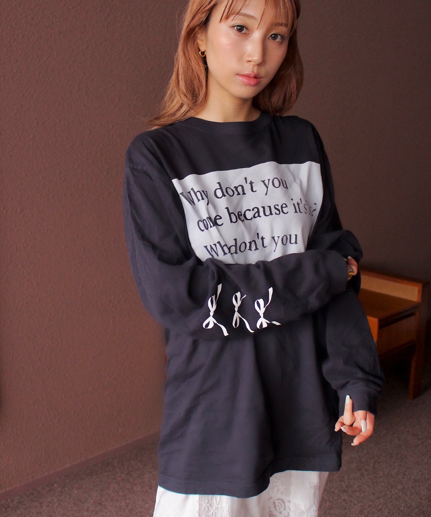 Së ribbon sleeve long t-shirt　sanwh24s001